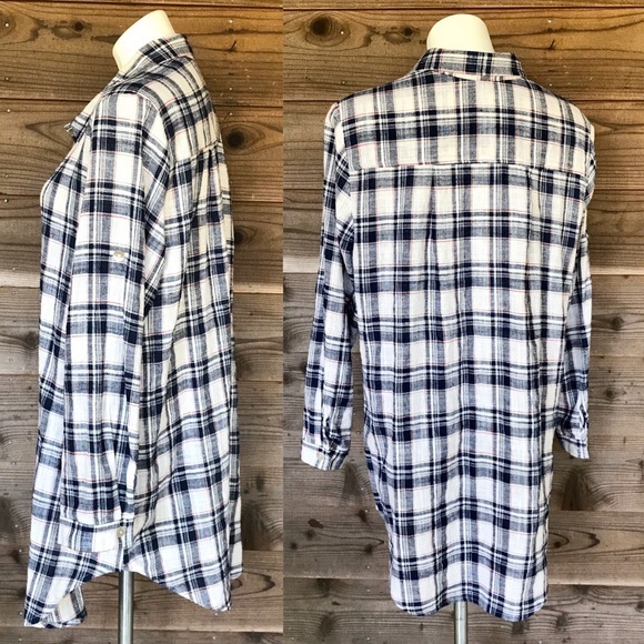 Camille & Co. Plaid Linen Blend Button Up Tunic M - Picture 4 of 8